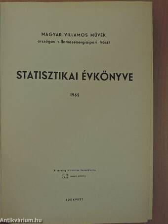 Magyar Villamos Művek statisztikai évkönyve 1965