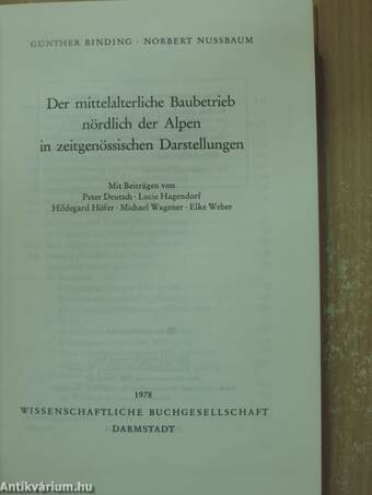 Der mittelalterlicher Baubetrieb nördlich der Alpen in zeitgenössischen Darstellungen