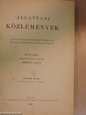 Állattani Közlemények 1907-1908/1-4.