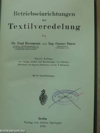 Betriebseinrichtungen der Textilveredelung