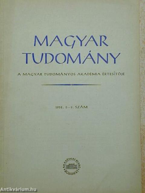 Magyar Tudomány 1958. augusztus-szeptember