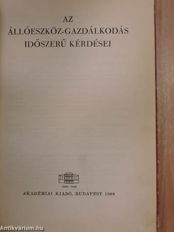 Az állóeszköz-gazdálkodás időszerű kérdései