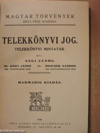 Telekkönyvi jog I-II.