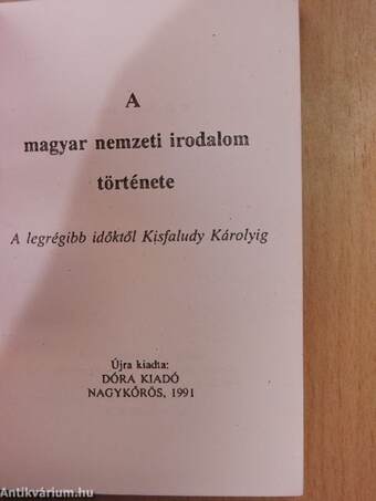 A Magyar Nemzeti Irodalom története dióhéjban I-IV. (minikönyv)