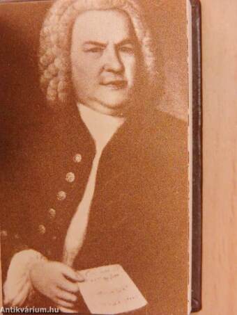 J. S. Bach 1685-1985 (minikönyv) - Porcelán medalionnal, miniatűr bőr díszmappában (különlegesség)