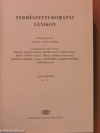 Természettudományi lexikon 1-6.