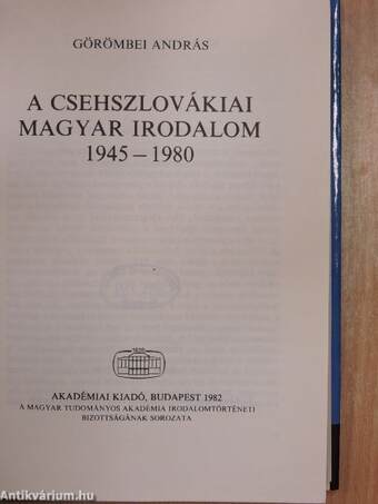 A csehszlovákiai magyar irodalom 1945-1980