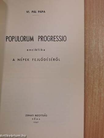 Populorum progressio enciklika a népek fejlődéséről