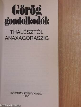 Görög gondolkodók 1-2.