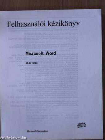 Felhasználói kézikönyv - Microsoft Word 6.0-ás verzió