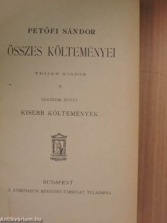 Petőfi Sándor összes költeményei IV. (töredék)