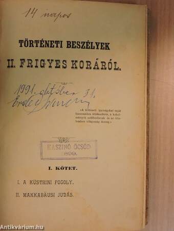 Történeti beszélyek II. Frigyes koráról I-II.