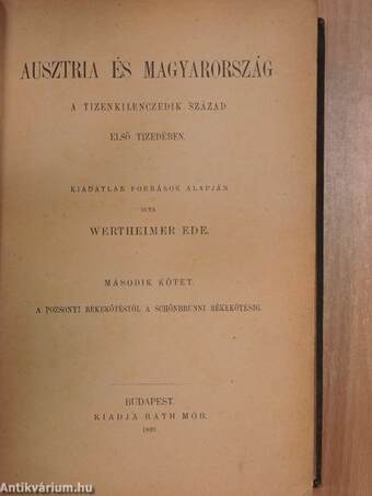 Ausztria és Magyarország a tizenkilenczedik század első tizedében II.