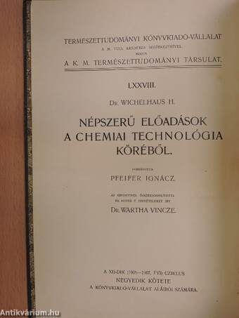 Népszerű előadások a chemiai technológia köréből