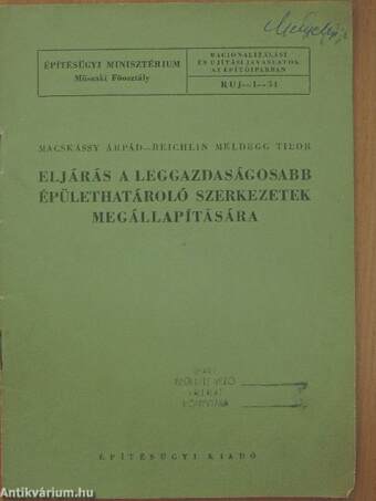 Eljárás a leggazdaságosabb épülethatároló szerkezetek megállapítására