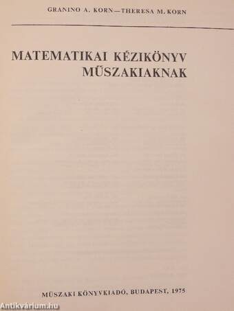 Matematikai kézikönyv műszakiaknak