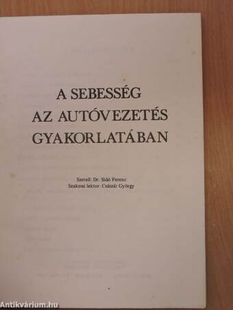 A sebesség az autóvezetés gyakorlatában