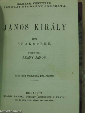 A Szent-Iván-éji álom/János király/Hamlet dán királyfi/Julius Caesar