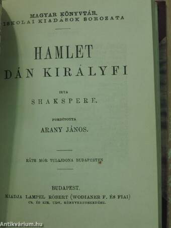 A Szent-Iván-éji álom/János király/Hamlet dán királyfi/Julius Caesar