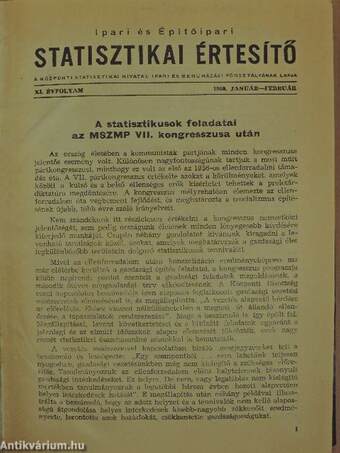 Ipari és Építőipari Statisztikai Értesítő 1960. január-december