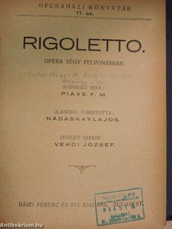 Otello/Pásztoróra/Pesti karneval/A Rajna kincse/Rigoletto/A rózsalovag/Salome/Sámson és Delila/Szöktetés a szerályból/Tell Vilmos