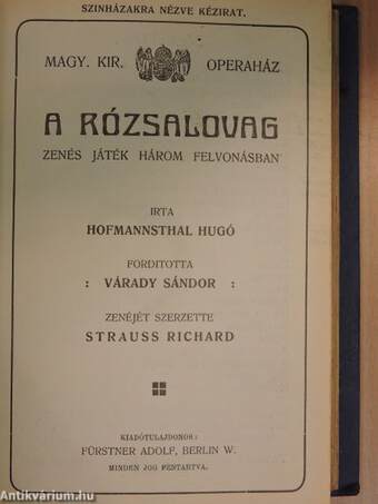 Otello/Pásztoróra/Pesti karneval/A Rajna kincse/Rigoletto/A rózsalovag/Salome/Sámson és Delila/Szöktetés a szerályból/Tell Vilmos