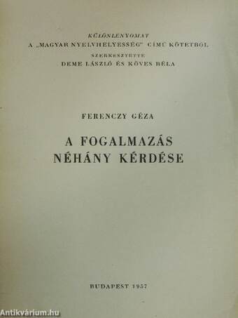 A fogalmazás néhány kérdése