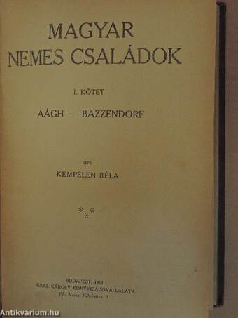 Magyar nemes családok I-IX.