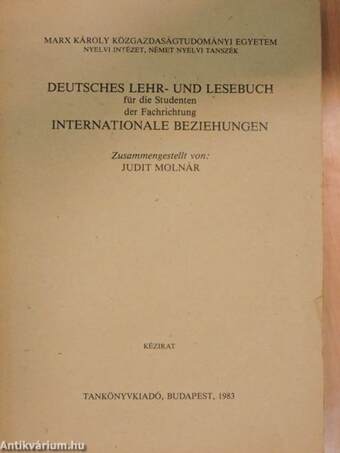 Deutsches Lehr- und Lesebuch für die Studenten der Fachrichtung internationale Beziehungen