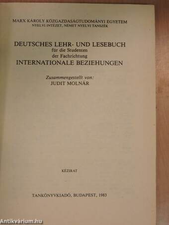 Deutsches Lehr- und Lesebuch für die Studenten der Fachrichtung internationale Beziehungen