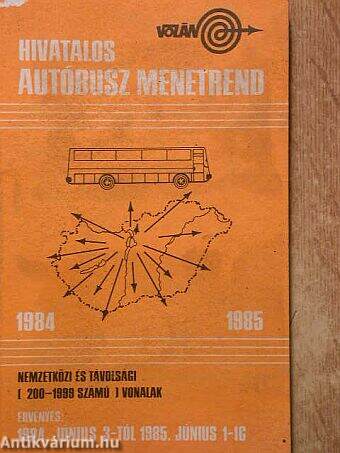 Hivatalos autóbusz menetrend/Érvényes: 1984. június 3-tól 1985. június 1-ig