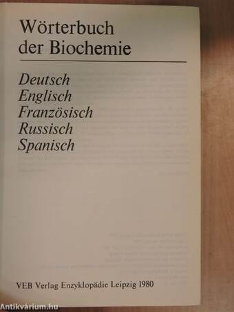 Wörterbuch der Biochemie