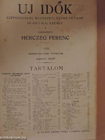 Uj Idők 1930. (nem teljes évfolyam)