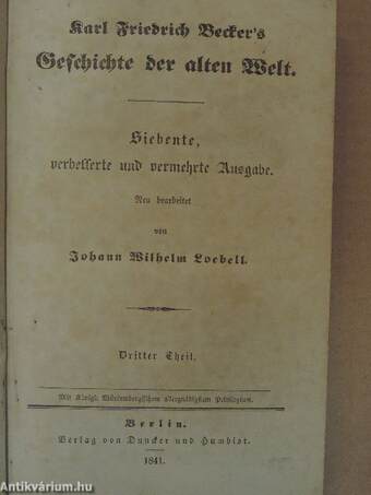 Karl Friedrich Becker's Weltgeschichte 3-6., 8., 12-14. (gótbetűs)