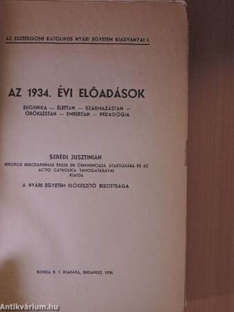 Az 1934. évi előadások