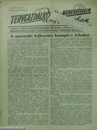 Tervgazdálkodás és munkavédelem a vegyiparban 1955. október