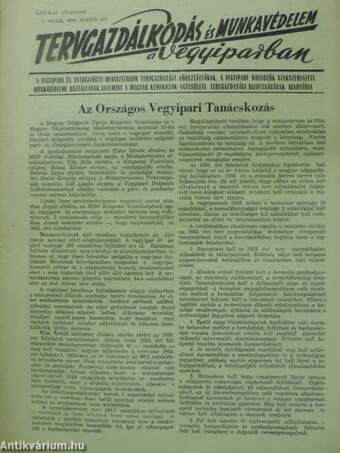 Tervgazdálkodás és munkavédelem a vegyiparban 1955. május