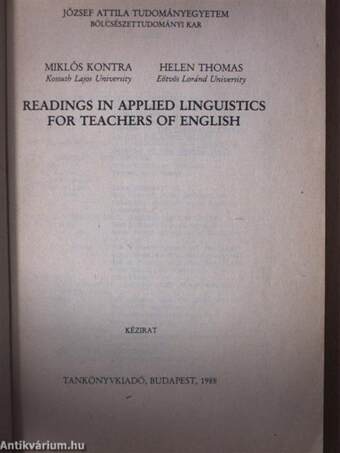 Readings in Applied Linguistics for Teachers of English