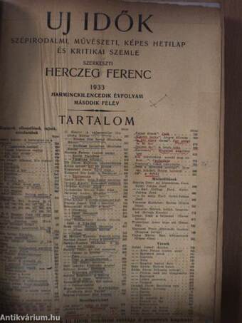 Uj Idők 1933. (nem teljes évfolyam) I-II.