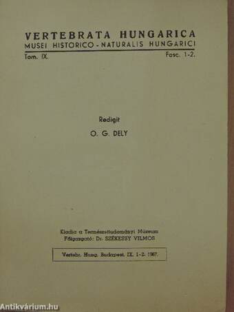 Vertebrata Hungarica IX. 1-2. 1967.