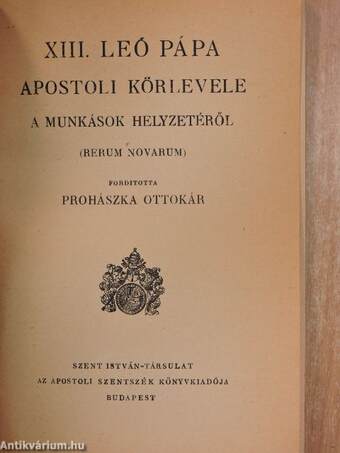 XIII. Leó pápa apostoli körlevele a munkások helyzetéről