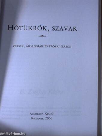 Hótükrök, szavak