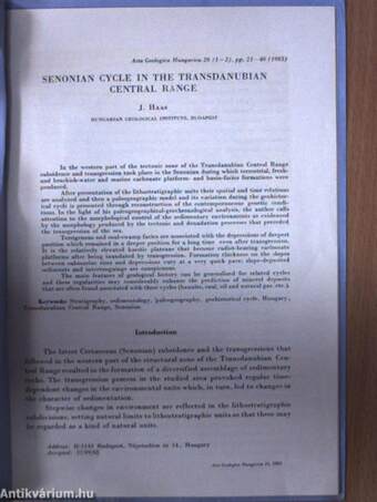 Senonian Cycle in the Transdanubian Central Range