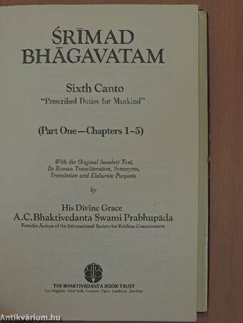 Srímad Bhágavatam - Sixth Canto Part One