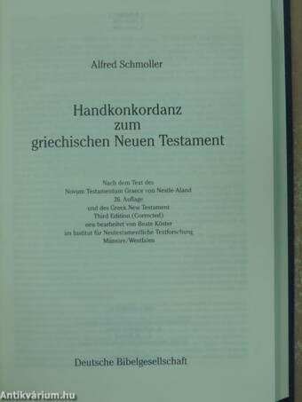 Handkonkordanz zum griechischen Neuen Testament/Pocket Concordance to the Greek New Testament