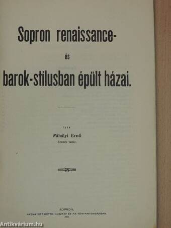 Sopron renaissance- és barok-stílusban épült házai