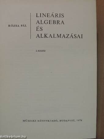 Lineáris algebra és alkalmazásai