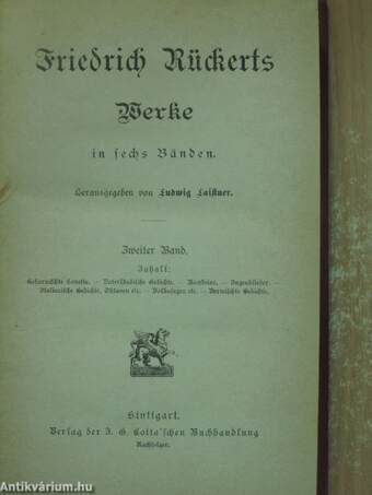 Friedrich Rückerts Werke in sechs Banden II-V. (gótbetűs) (nem teljes sorozat)