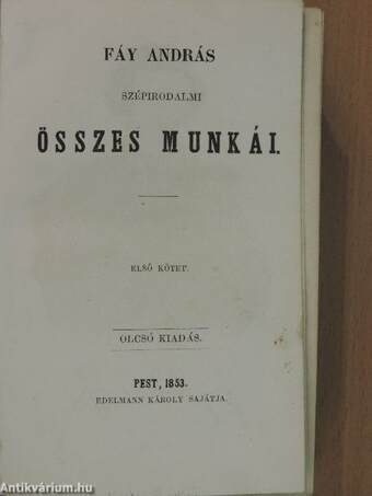 Fáy András szépirodalmi összes munkái I-II.