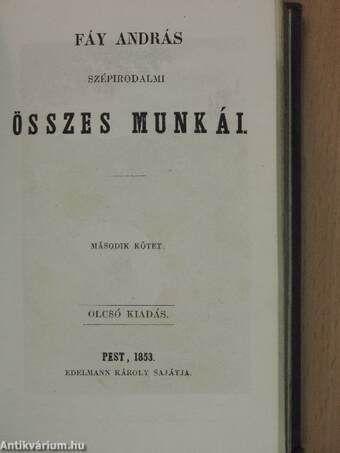 Fáy András szépirodalmi összes munkái I-II.